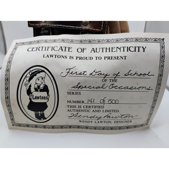 Wendy Lawton Doll "First Day of School" 141 Of 500 Certificate Of Authenticity - Picture 2 of 16